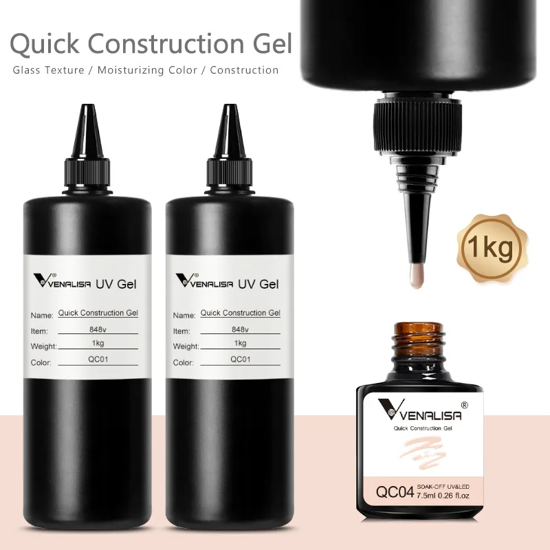 

1L Wholesale Venalisa Construction Gel Polish Raw Material Soak Off UV LED Gel Lacquer Big Size Gel Lacuqer Rubber Base Coat Gel