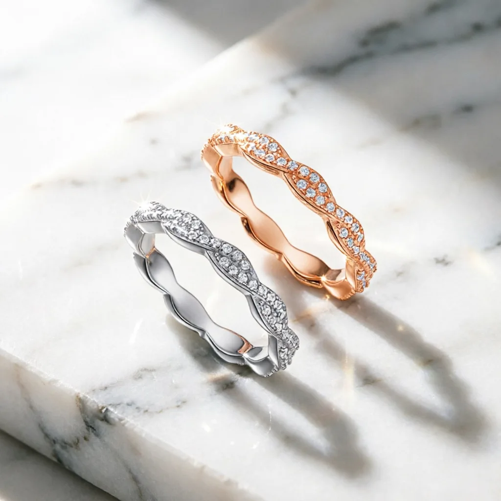 Hot selling creative jewelry new product 100% s925 silver ring twist love eternal full diamond women's ring wedding jewelry