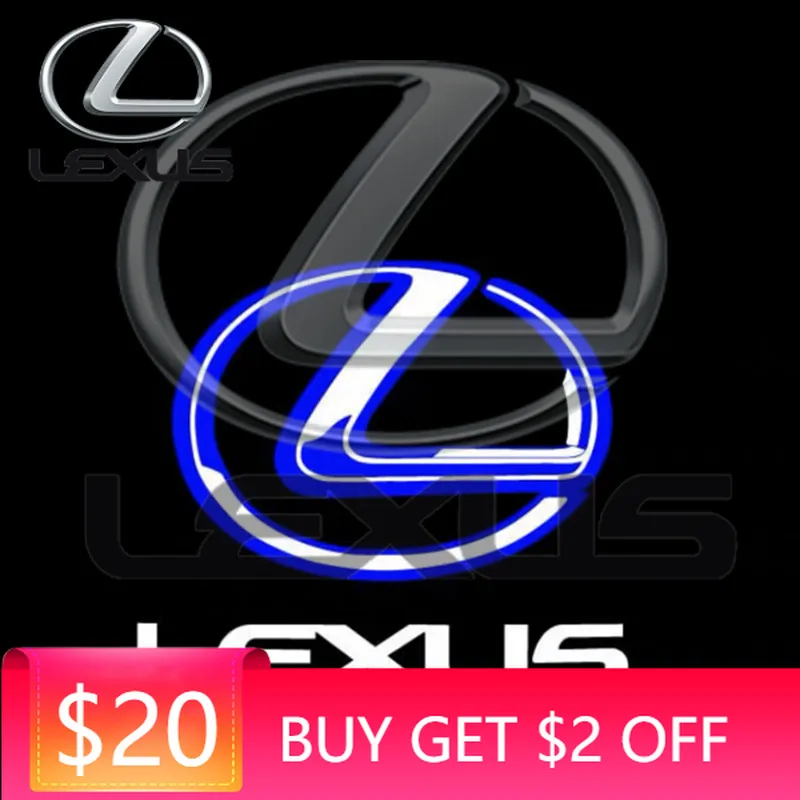 

Эмблемы для Lexus ES LM LX GX LC RZ IS CT GS RC, 2 шт., светодиодные беспроводные проекторы-фонари для дверей автомобиля, декоративные аксессуары для авто