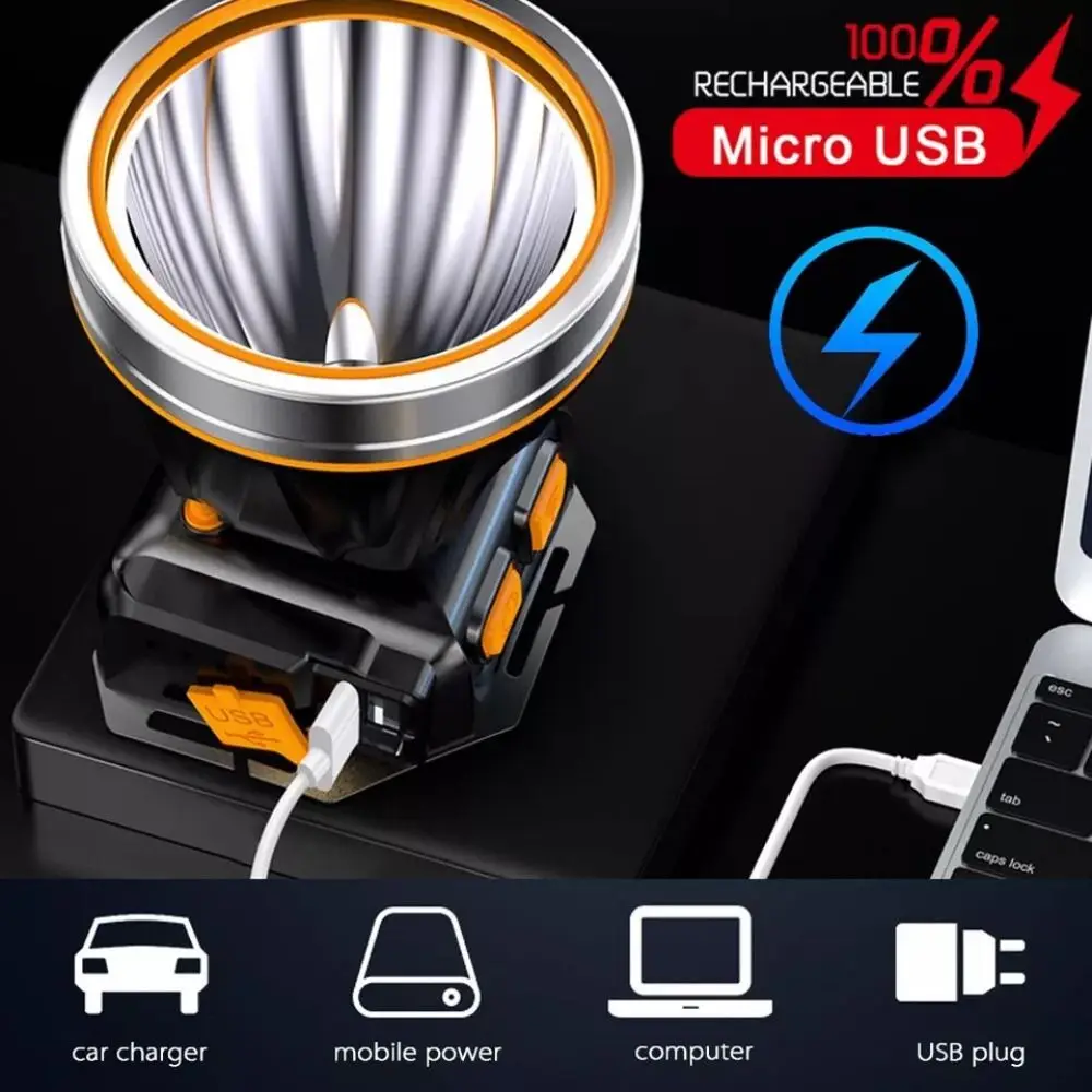 USB Rechargeable Sensor Headlights Super Bright Long-Range Smart Sensor Head Lamp Power Display Waterproof Head Flashlight