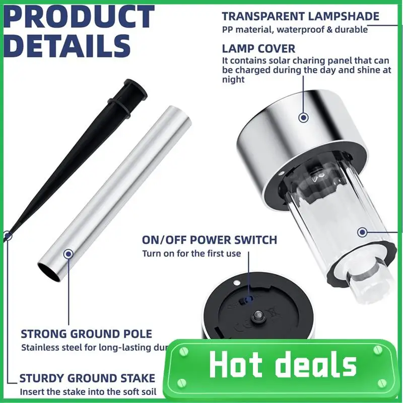 Солнечные фонари LUDA Солнечные фонари для наружного использования, 12 шт., солнечные садовые фонари, ландшафтное освещение для дорожки, патио, лужайки, дорожек