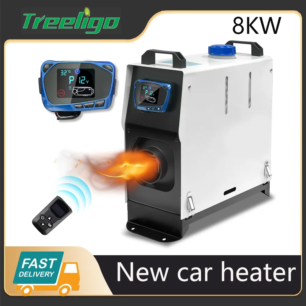 Treeligo 8KW Car Heater Diesel Air Heater 12V Low Noise with Lcd Thermostat LCD Monitor Switch Warmer for RV Truck Boat Caravan