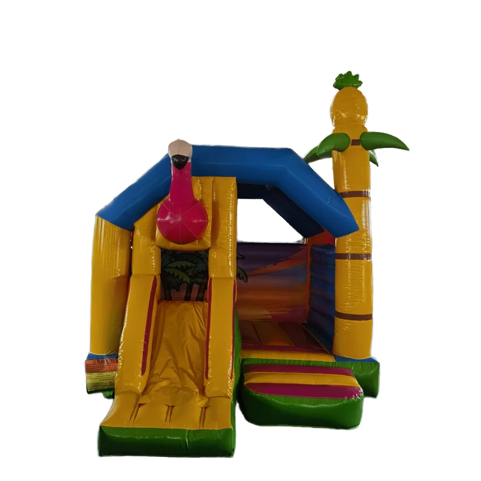 Factory Customized Amusement Pink Flamingo Inflatable Combo Jumping Commercial Bouncy Castle Inflatable Trampoline for Kids