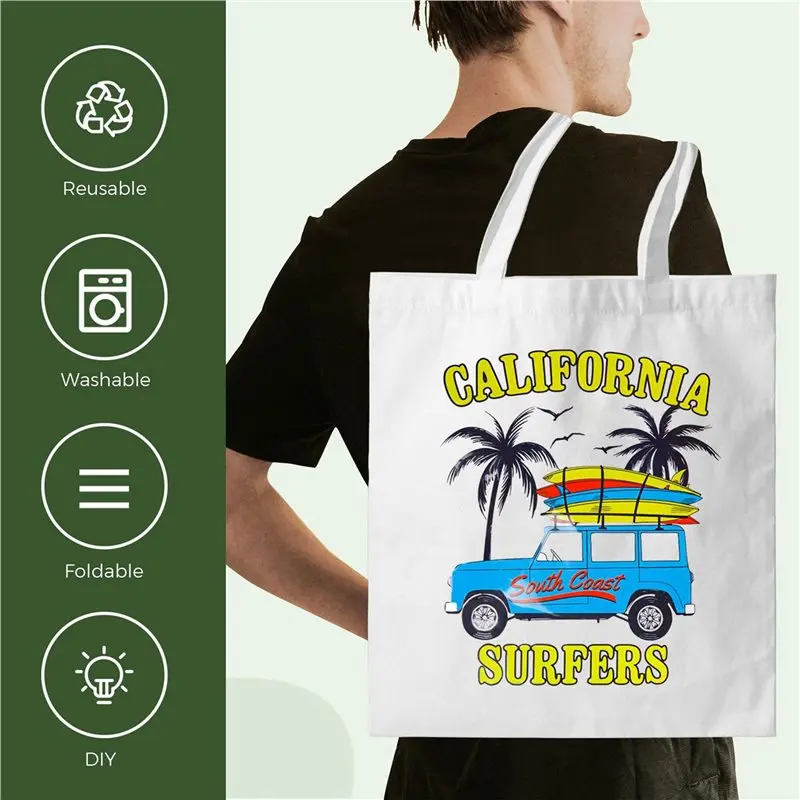ABMH-20X Sublimation Tote Bags Blanks 15 X 13 Inch Polyester Canvas Tote For DIY Crafting Heat Transfer Bag For Gift