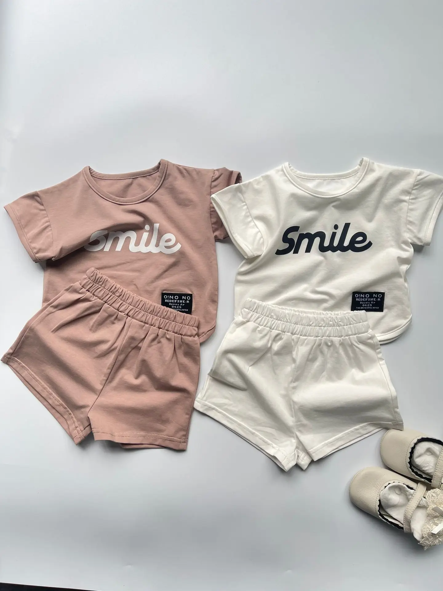 2024 Summer New Baby Short Sleeve Clothes Set Infant Fashion Letter Print Casual Suit Toddler Boy Girl Breathable Shorts Outfits