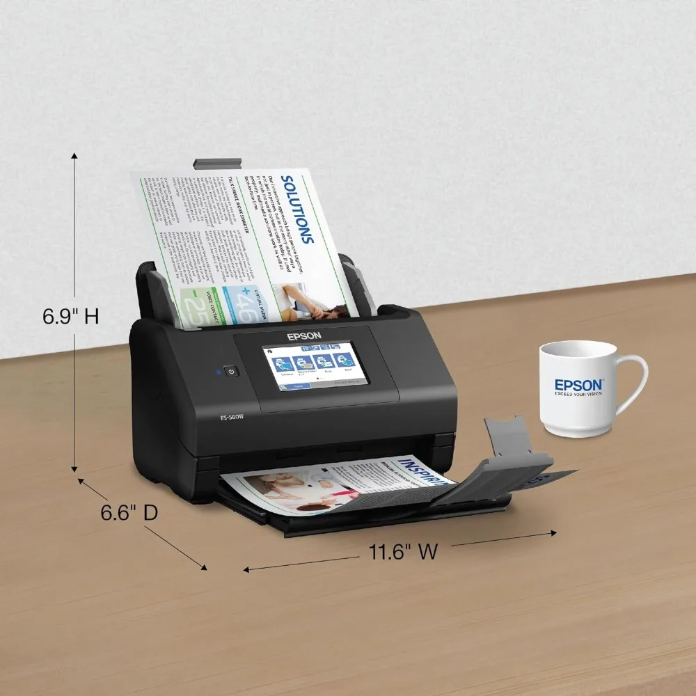 Workforce Wireless Color Duplex Desktop Document Scanner, Alimentador Automático para PC e Mac, 100 folhas, ES-580W