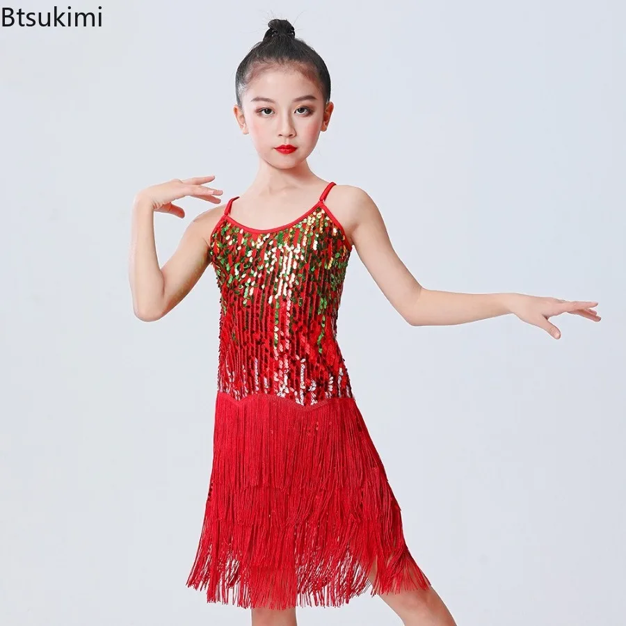 جديد اللاتينية فستان رقص الفتيات ملابس رقص تشا تشا الاطفال التانغو تنورة كرنفال ارتداء Dancewear السالسا ازياء شرابة فستان رقص