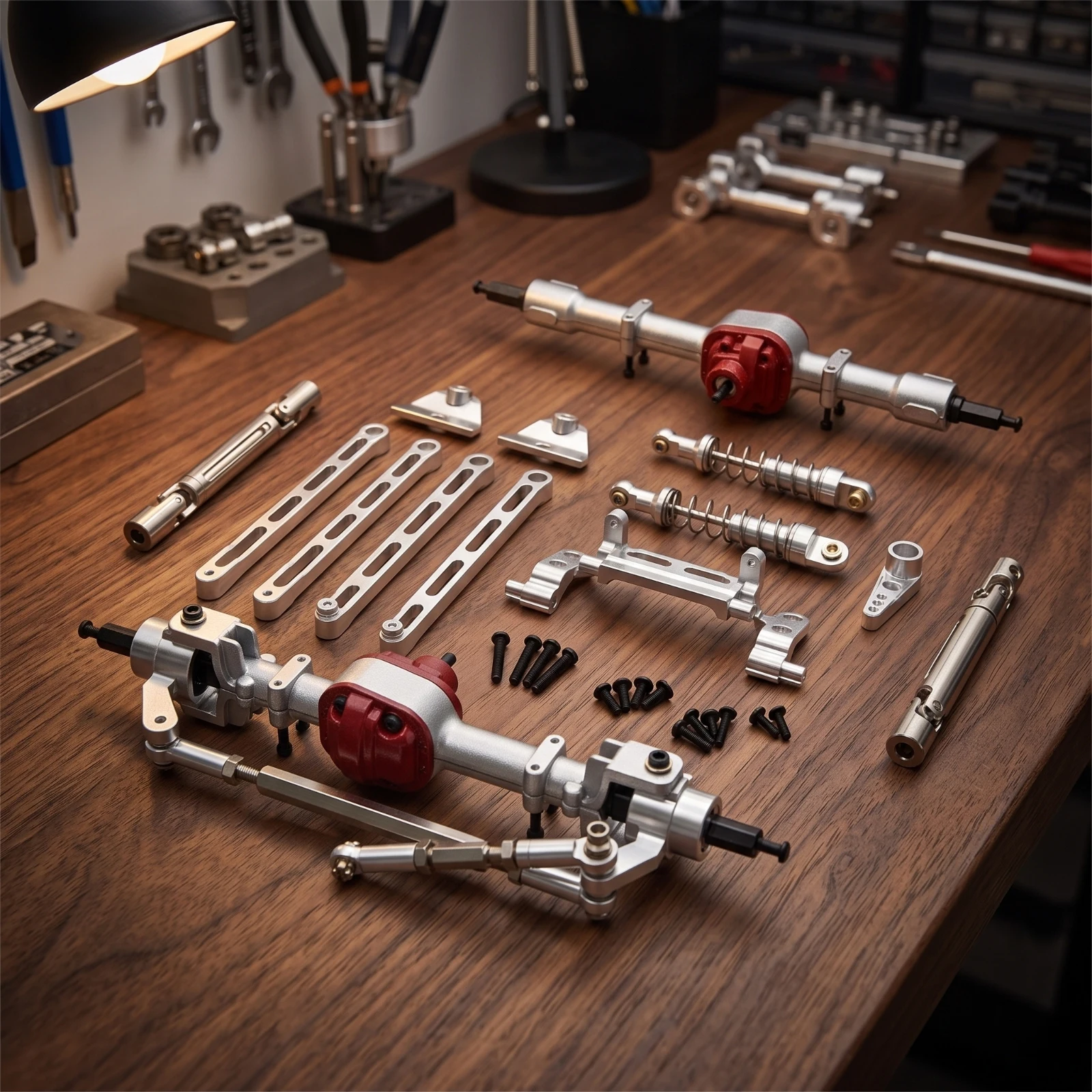 RC Axle Kit with Shock Absorbers Heavy-Duty Front and Rear Axle Set RC Car Axles Sturdy Lightweight for Builders, Crawler Builds