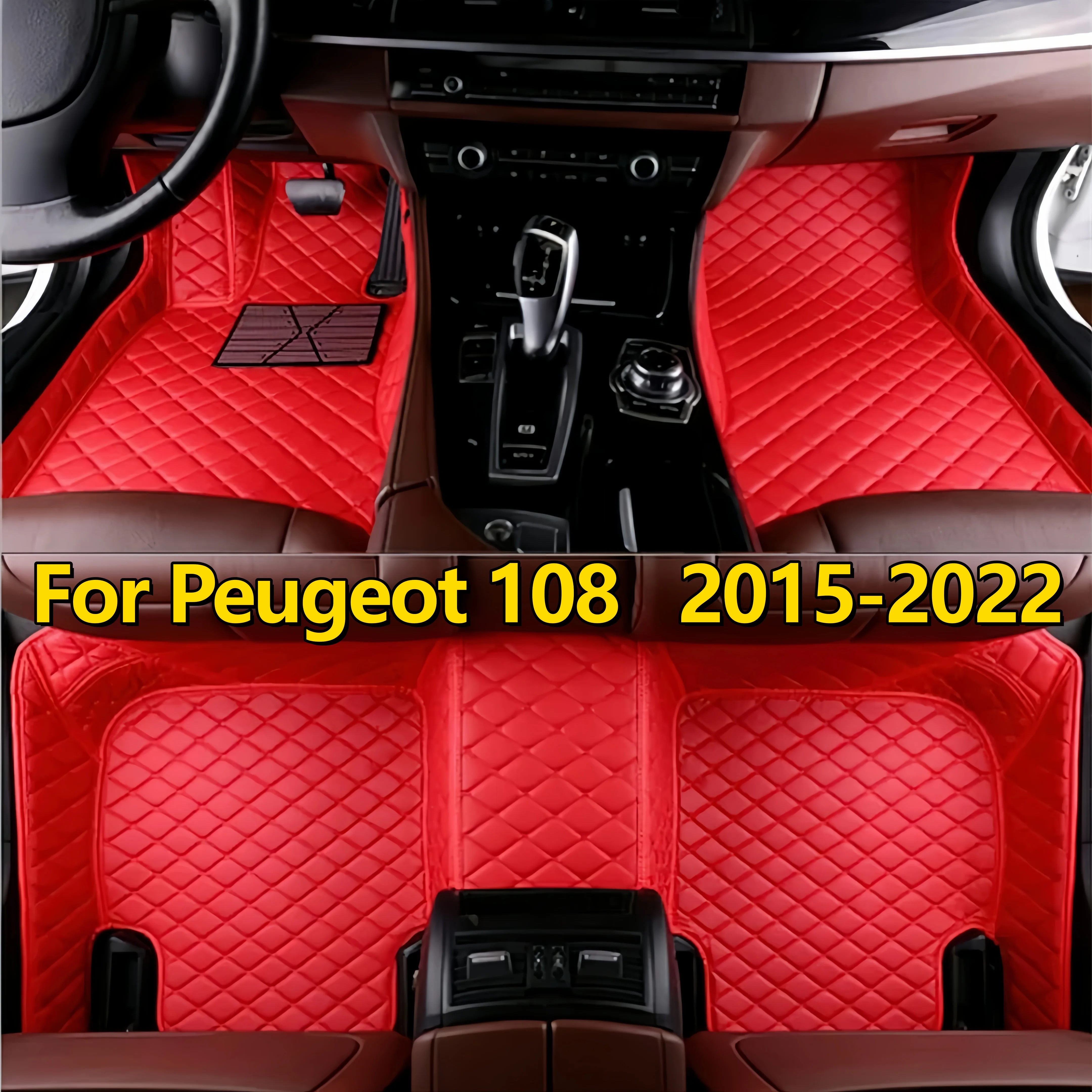 Car Floor Mats Fit For Peugeot 108 2015 2016 2017 2018 2019 2020 2021 2022 Waterproof Full Set Floor Mats For Cars Accessories