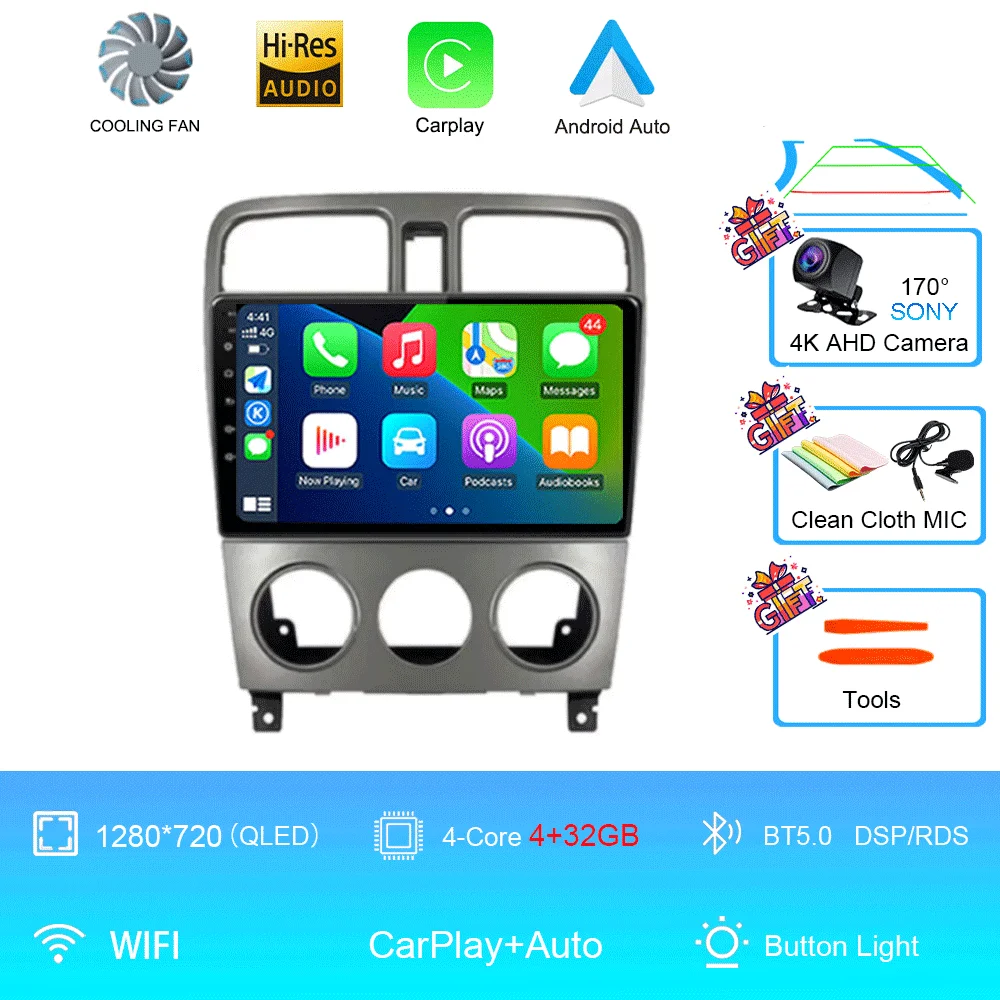 Android 16 autoradio multimediasysteem videospeler navigatie Carplay geen 2Din DVD scherm voor Subaru Forester SG 2002-2008
