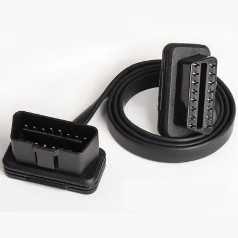 OBD II 8 Core 1 to 2 Male to Dual Female OBD2 Extension Cable Adapter Angled Flat Noodle Wire Car Diagnostic for OBD Detection
