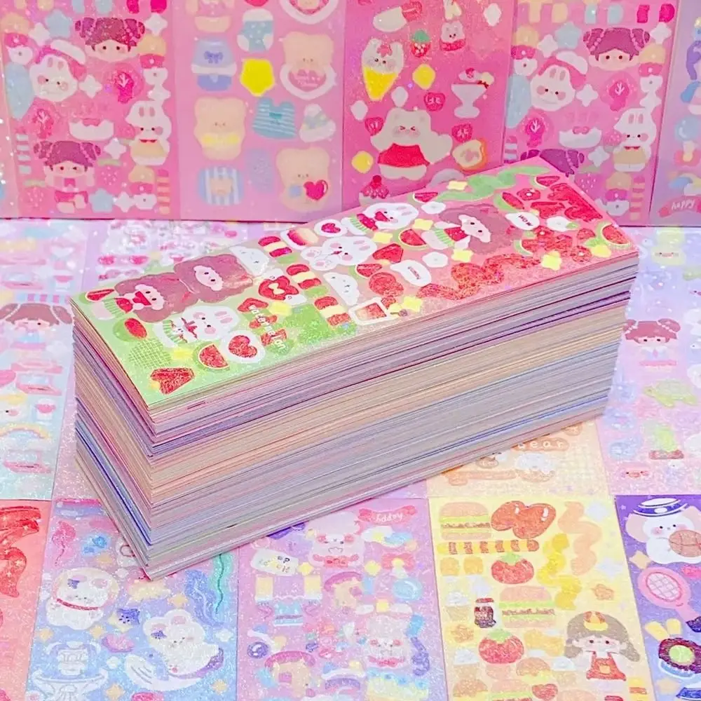 60PCS New Paper Kawaii Stickers Colored Waterproof Scrapbooking Korean Paper DIY Art Supplies Stickers Kids