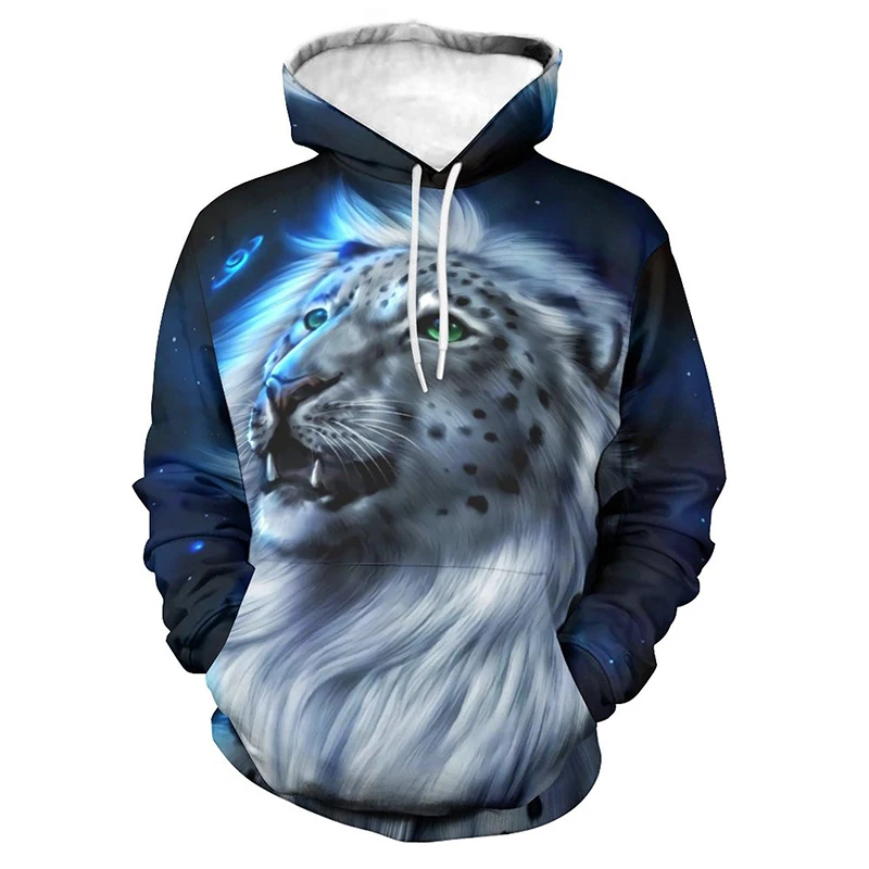 2022 New Casual Hoodies Leopard 3D Print Clothing Men Women Children Harajuku Fashion Swearshirts Boy Girl Kids Hooded Tops