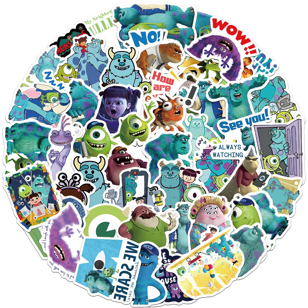 50pcs Funny Disney Moive Monsters Inc Stickers Cute Cartoon Decals Decoration Stationery Notebook Phone Graffiti Sticker Packing
