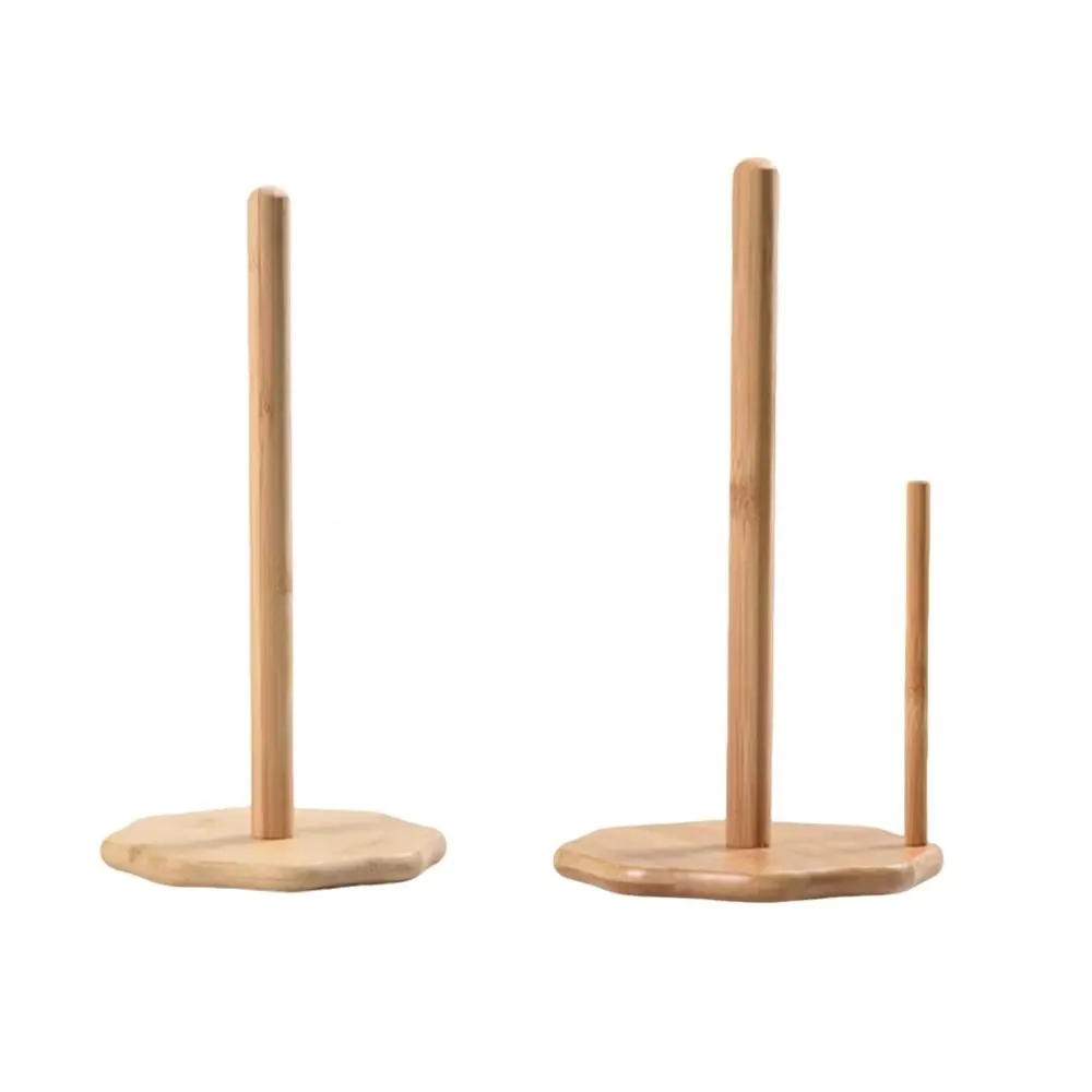 

New Wooden Paper Towel Holder Plum Blossom Base Double Column Vertical Stand Portable Durable Tissue Holder Living Room