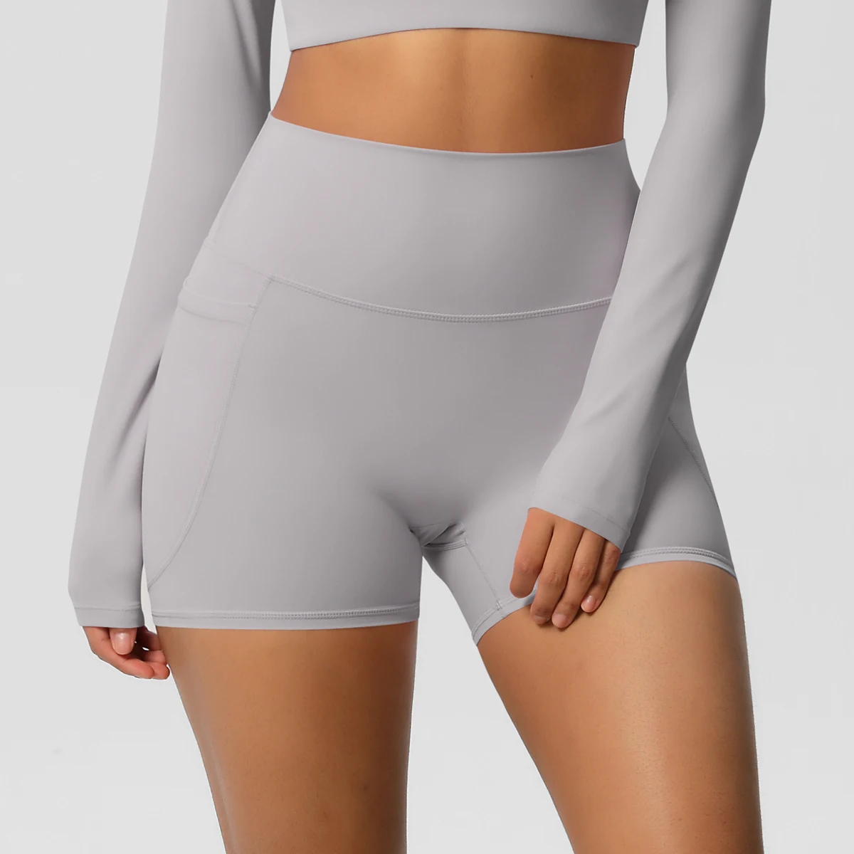Damen-Sportshorts mit Taschen, Yoga-Leggings-Shorts, Squat-Proof, Hohe Taille, Fitness-Tights, Schnelltrocknend, für Radfahren, Workout und Gym – Detail 33