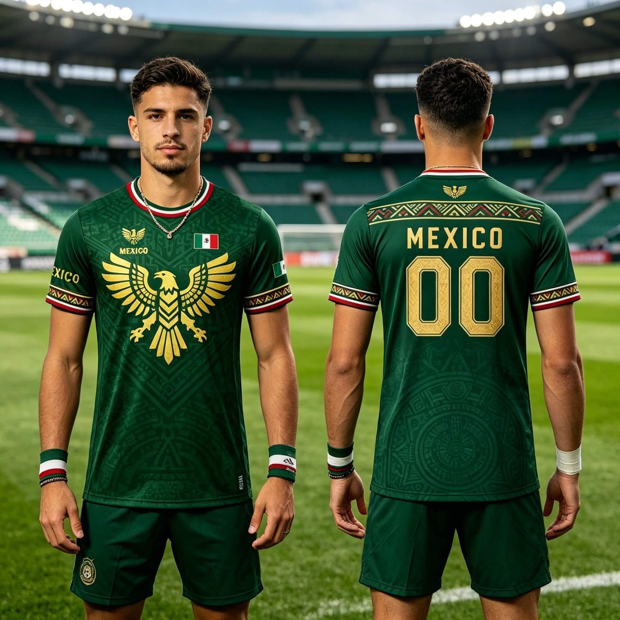 

Men Mexico Flag Eagle Tribal Pattern Sporty Print T Shirt Summer Outdoor Breathable Casual Retro Football Jersey Training Jersey