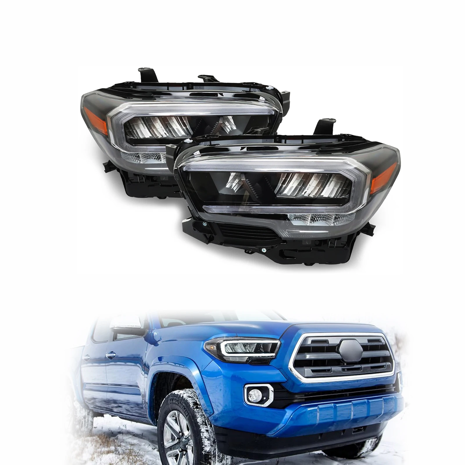 

LED Clear Headlight Assembly for Toyota Tacoma 2020-2023 Front Lamps DRL with Driver and Passenger Side with Bulbs 81110-04300