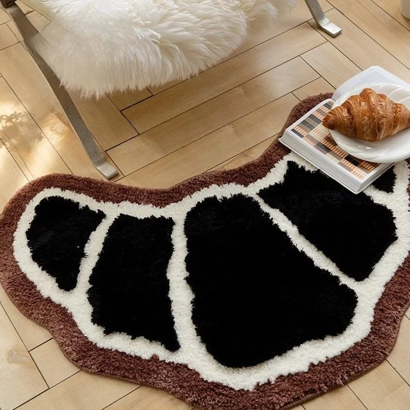 Cute Bread Shaped Flocking Carpet DDD Horned Bag Clustered Velvet Children's Fun Single Chair Mat Bedroom Creative Bedside Bl...