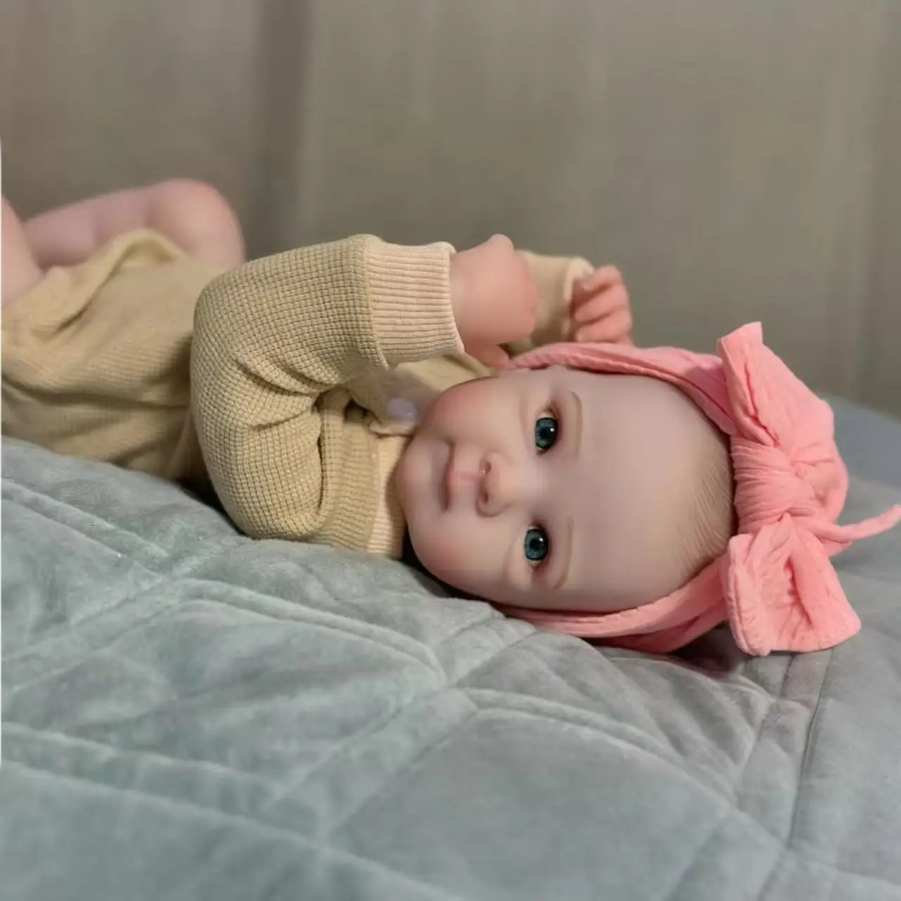 Muñeca reborn de vinilo suave de 20 pulgadas con venas visibles y vasos sanguíneos, juego de muñecas bebé besáble y de alta simulación LY-007