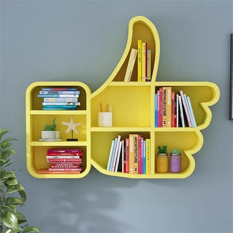 Iron Art Creative Design Bookshelf Personalized Art Wall Hanging Thumb Storage Rack