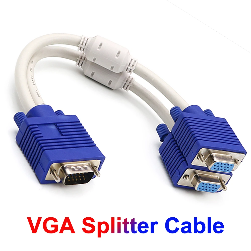 

Vga One to Two Wire 1080P 2 Dual Port Y Splitter 1 In 2 Out Cable Adapter For LCD TV Box Displays Projector VGA Adaptor Connecto