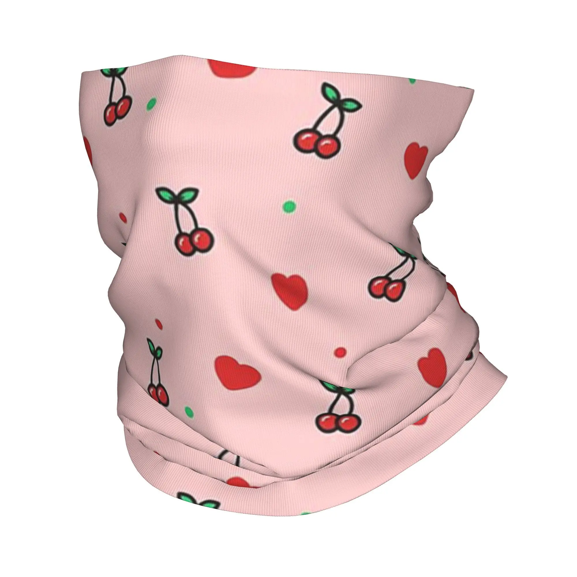 

Дизайнерский узор с вишневым сердечком и розовым фоном, бандана на шею, волшебный шарф, теплая Балаклава, походная, рыбалка, для взрослых, весь сезон