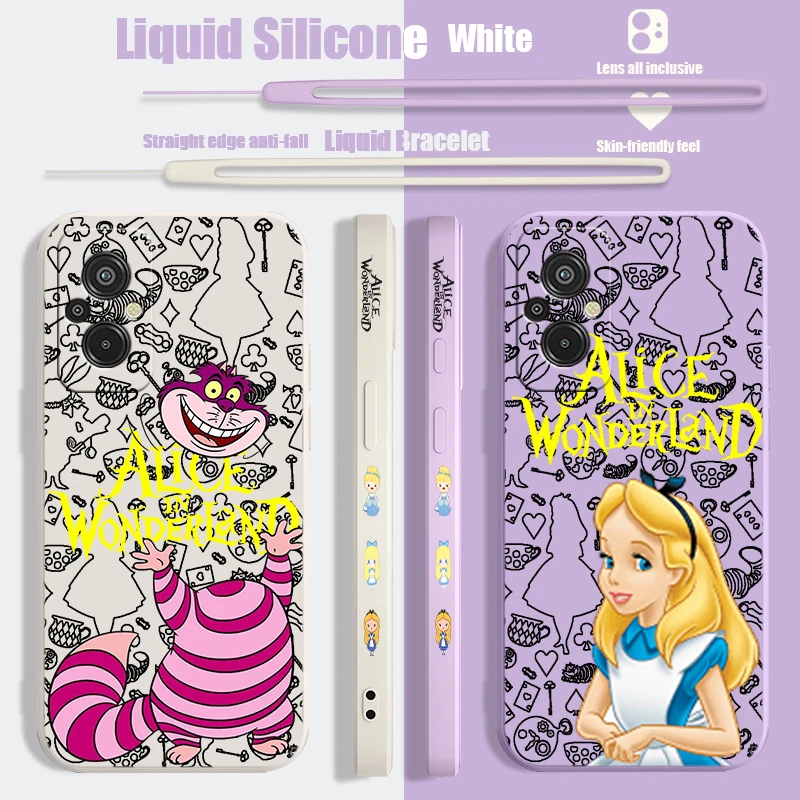 Alice in Wonderland Liquid Left Rope Phone Case For Redmi 6 7 8 9 10 11 12 13 K30 40 50 60 AT X A1 Ultra Pro Shell Soft Cover