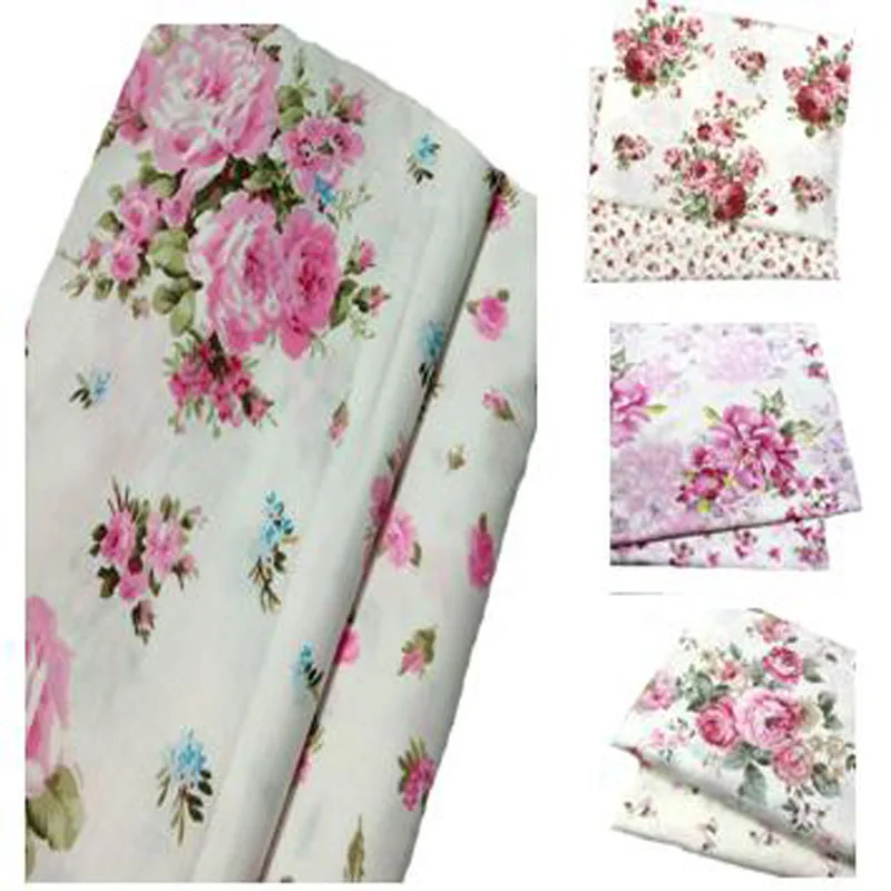 

100% Cotton viaPhil Blooming Big Small Double Flower Series Printed Fabric Patchwork Cloth Dress Home Decor