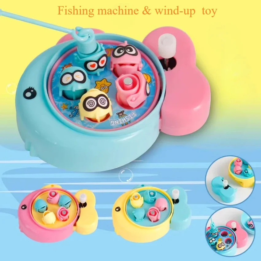 Gashapon Capsule Toy Mini Magnetic Fishing Machine Wind-up Clockwork Toys Parent-child Game Kids Birthday Gifts