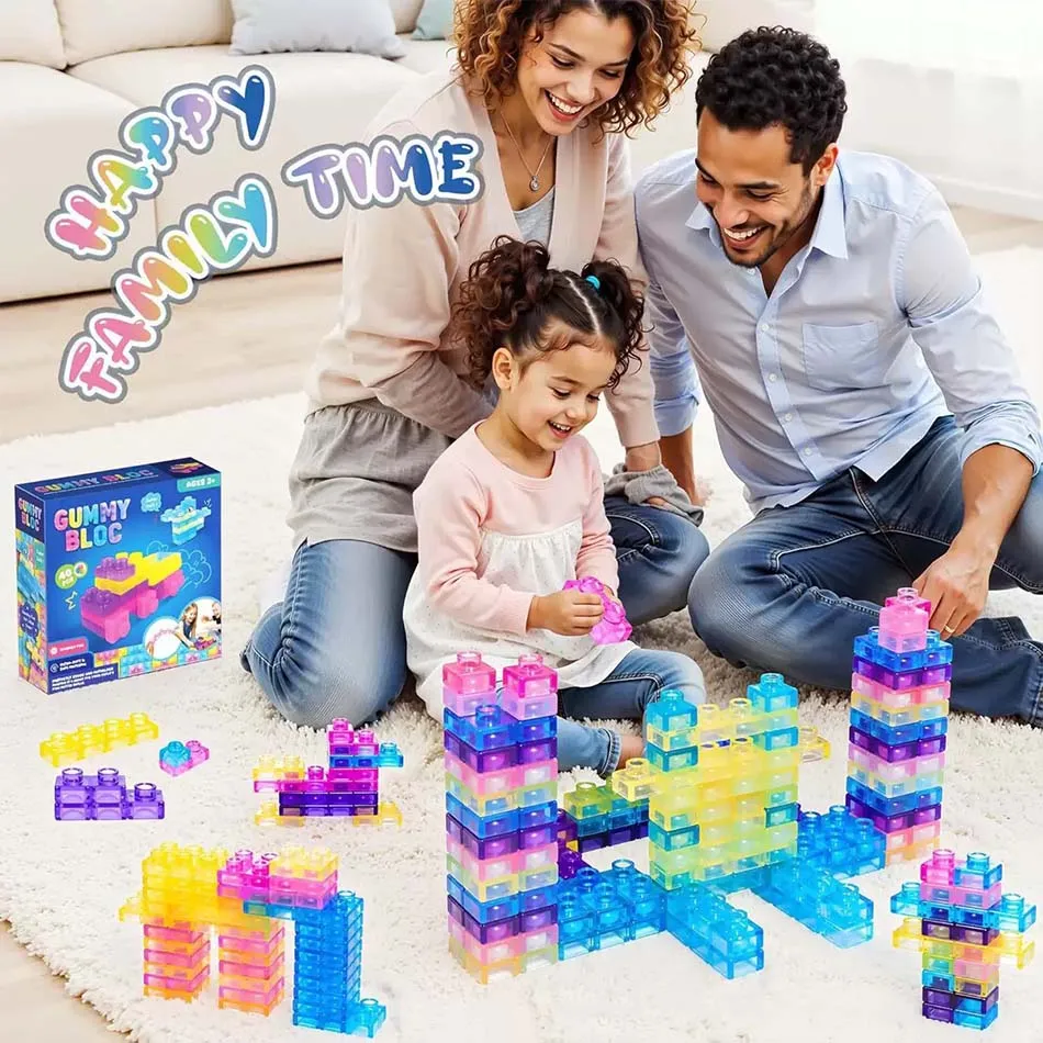 新しいマジックグミブロック-ソフトビルディングブロック-子供用-食品グレードtpe感覚玩具-透明ゼリーブリック-教育玩具