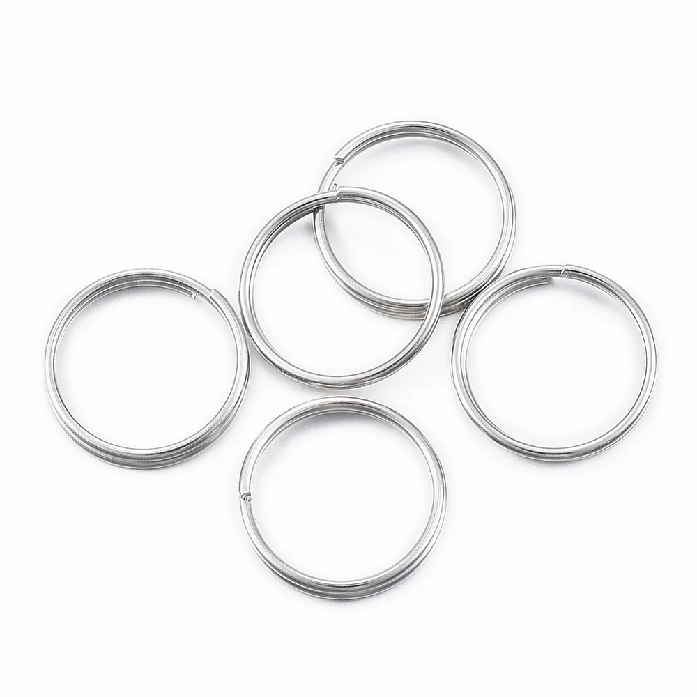 100Pcs 304 Stainless Steel Keychain Clasp Findings Split Key Rings Stainless Steel Color Small Key Rings Resistant Keychains