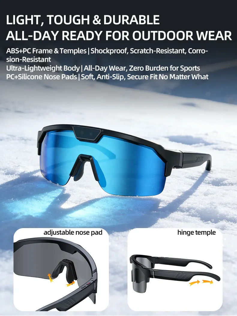 2026 Fahrrad-KI-Smart-Brille für Herren mit 3000W Kamera, 1200P Video, ChatGPT KI-Sprachassistent, 32GB, 150+ Übersetzungen, WLAN-Smart-Sonnenbrille – Detail 4
