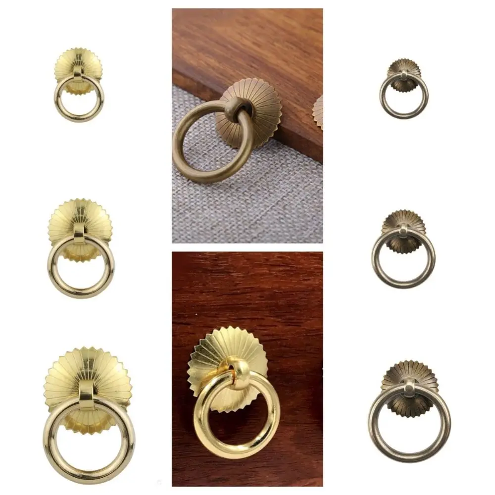 Tiradores de anillos de tracción, perillas de cajón de bronce, anillo de latón, aldaba de puerta de muebles