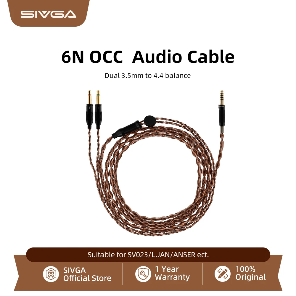 SIVGA Dual 3.5mm Fêmea para 4.4mm Balanced Jack 6N Cabo de Áudio de Fone de OCC de Cobre de Cristal Único para SV023/LUAN/ANSER