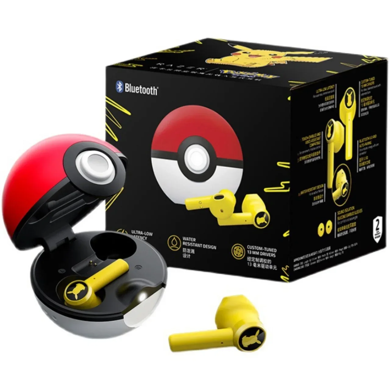 

Pokemon Pikachu Earphones Wireless Bluetooth 5.0 Razer Sport Noise Reduction Headphones Touch Control Microphone Universal Gifts