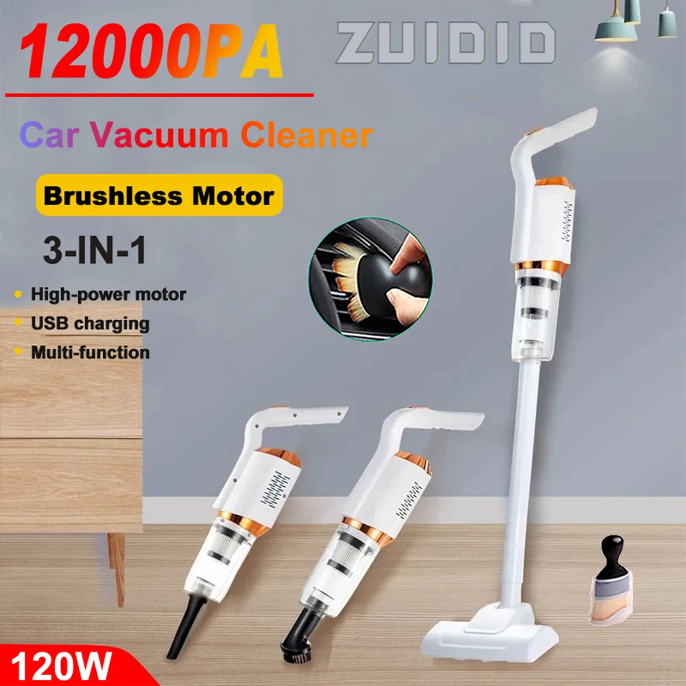 

12000Pa Suction Power Wireless Car Vacuum Cleaner Handheld Cleaning Machine 120W Cordless Household Car Electrical Appliances