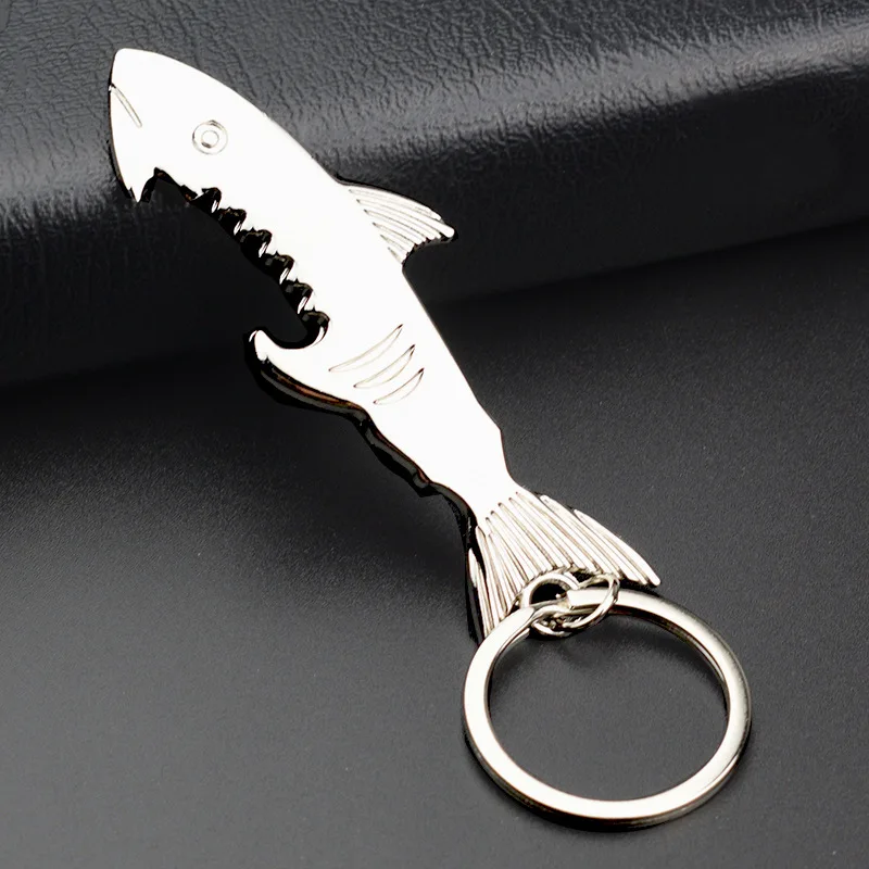 Fashion Multifunctional Metal Shark Shape Keychain Stylish Cool Key Ring Trendy Accessory for Men Daily Use
