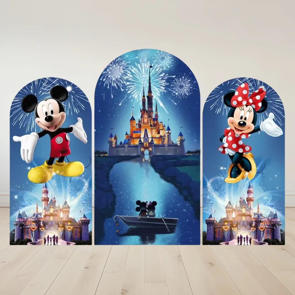 Disneyland Mickey Mouse Arch Cover Elastic Photo Backdrop Background Photography Baby Shower Birthday Party Decoration Props