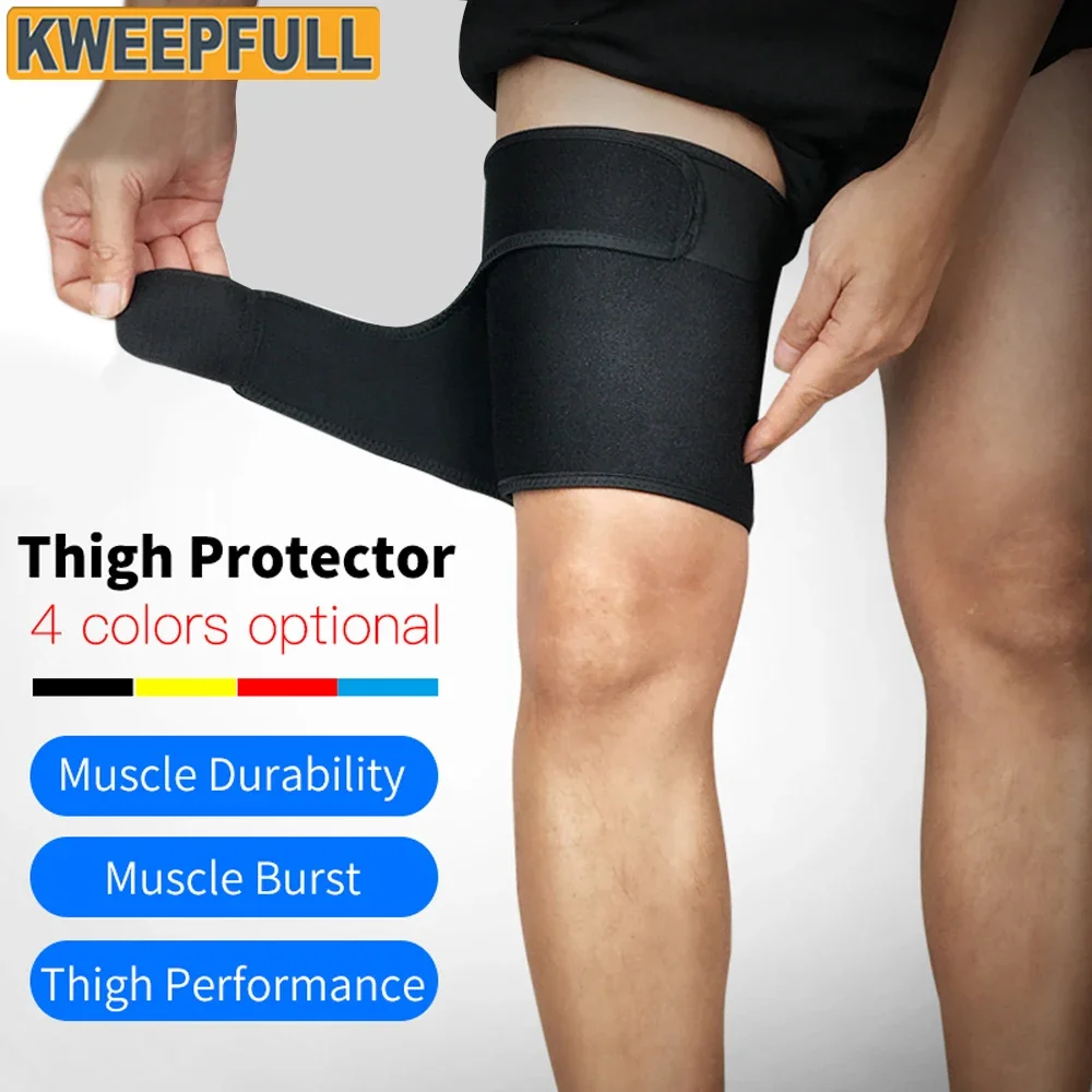 1Pcs Thigh Brace - Hamstring Quad Wrap - Adjustable Compression Sleeve Support for Pulled Groin Muscle, Sprains, Quadricep