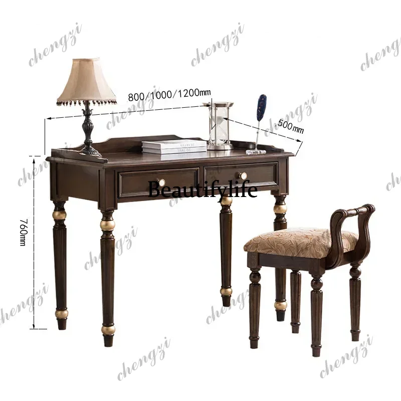 JJ American Vintage Vanity Table Bedroom Storage Unique Premium Vanity Table High Quality Aesthetic Coiffeuse Bed Room Furniture