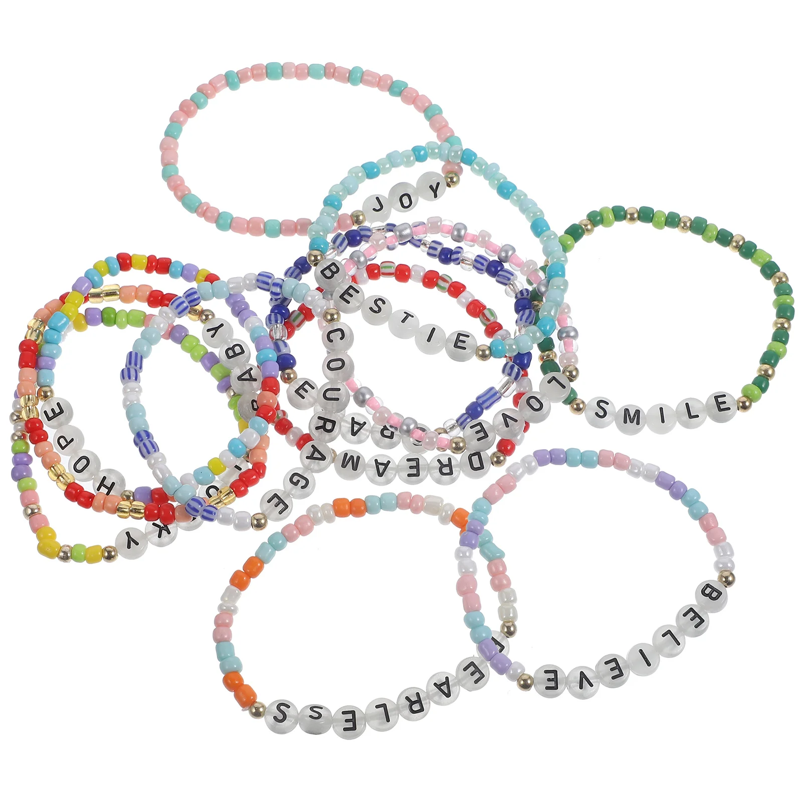 

12 Pcs Glow in the Dark Letters Bracelets Girls Acrylic Beads Bracelet Child Luminous Anklets H made Jewelry Popular Accessories