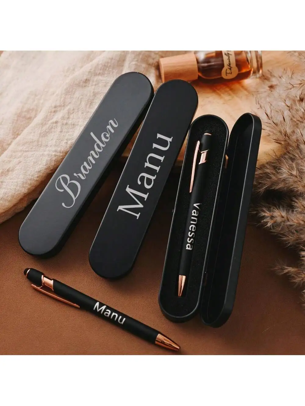 20 Pcs Customizable Ballpoint Pens with Stylus Tip, Personalized pen gift set with Box perfect for Anniversary, Bridesmaid Gift