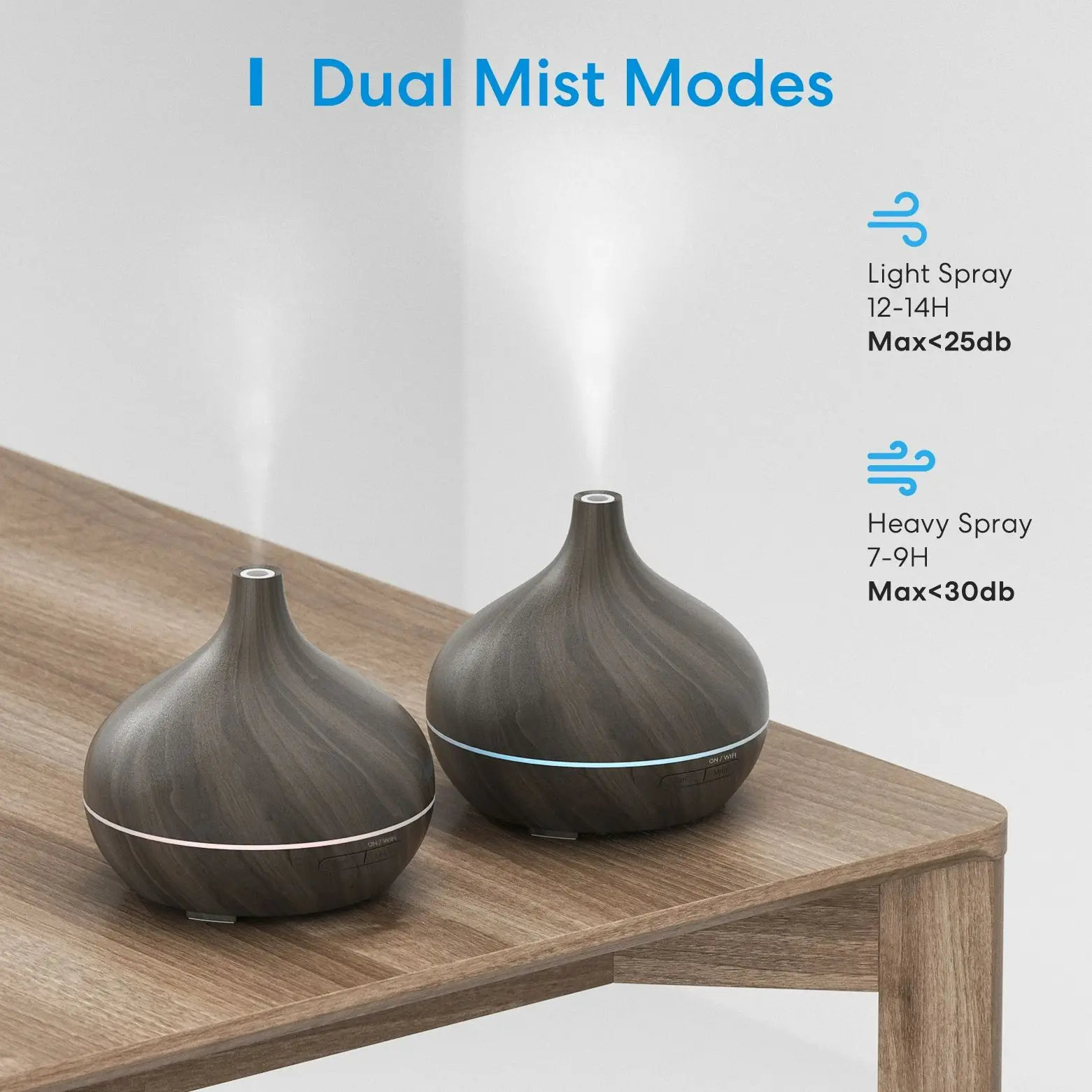 Meross Smart WiFi Black Wooden Essential Oil Diffuser Air Humidifier Voice Control Humificador For Bedroom Support HomeKit