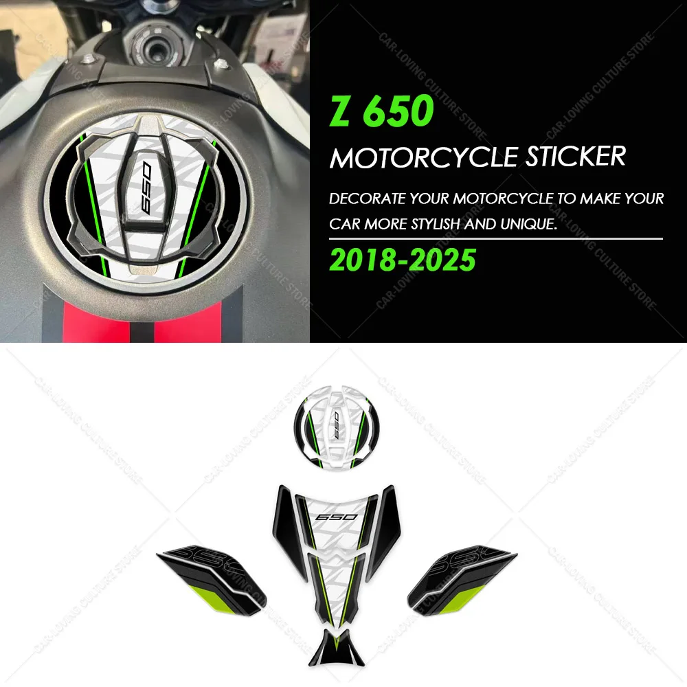 

For Z 650 2018-2025 Motorcycle Accessories 3D Gel Motorcycle Tank Pad Protector Decal Stickers Kit Resin Waterproof Sticker