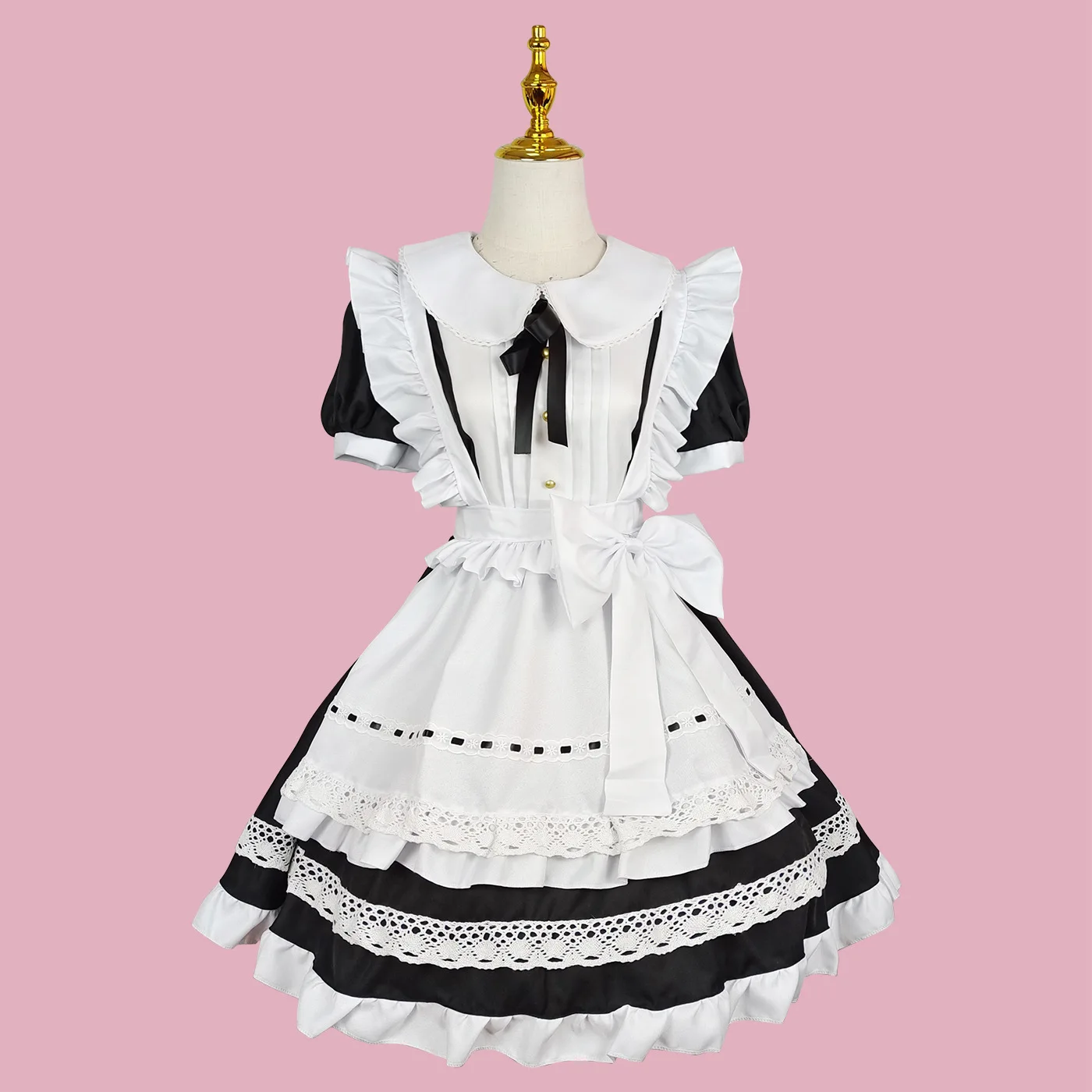Anime Halloween Cosplay Kostüme Anime Schürze Dienstmädchen Rollenspiel Langes Kleid Übergröße Schwarz Weiß Lolita Dessous Kleid Dienstmädchen Outfits – Detail 20