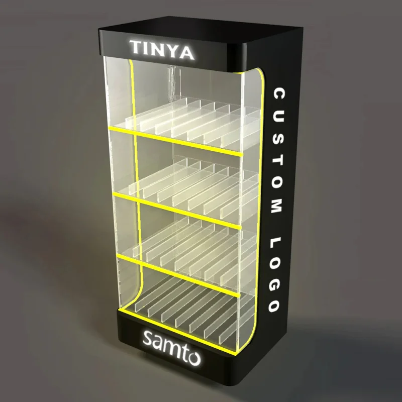 custom.Customized LED Nicotin Zyn Pouches Counter Top Display Rack Acrylic Display Stand and Smoke Shop