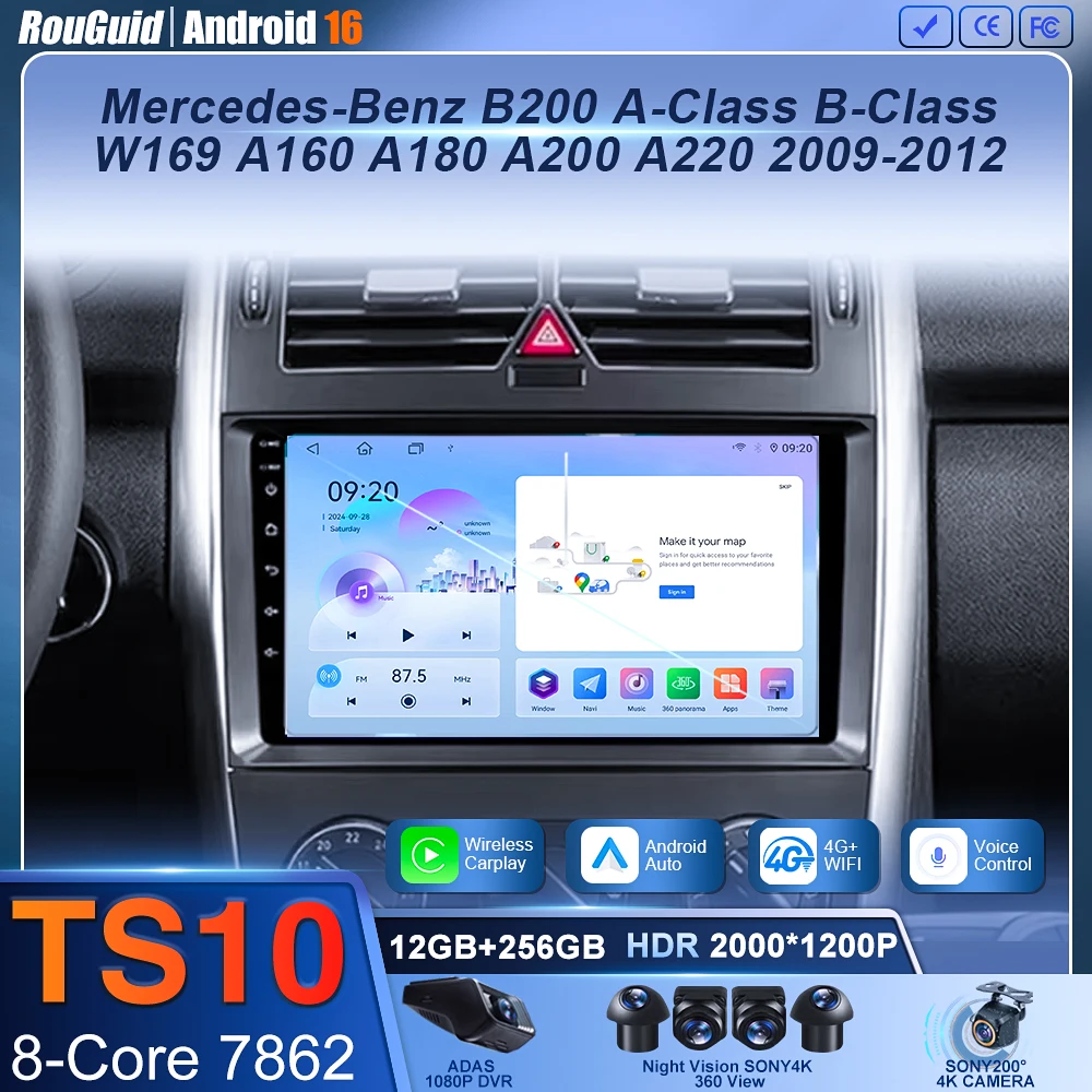 Android 16 GPS Car radio Multimedia Head unit For Mercedes Benz B200 A B Class W169 A160 A180 A200 A220 2009-2012 BT Radio 4G