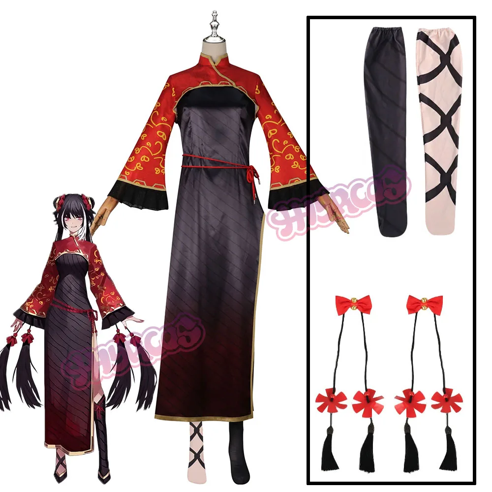 

Limbus Company Jia Xichun Cosplay Costume Headwear Character Chinese Style Cheongsam Accessory Complete Set Anime Convention
