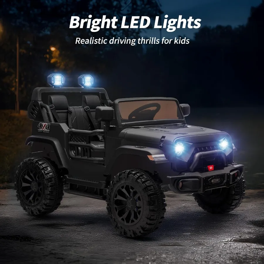2 Seater Ride on Car Toy 24V 4WD Electric Car for 4-8 with Remote Control 4x200W Motors Capacity 150 lb - Black